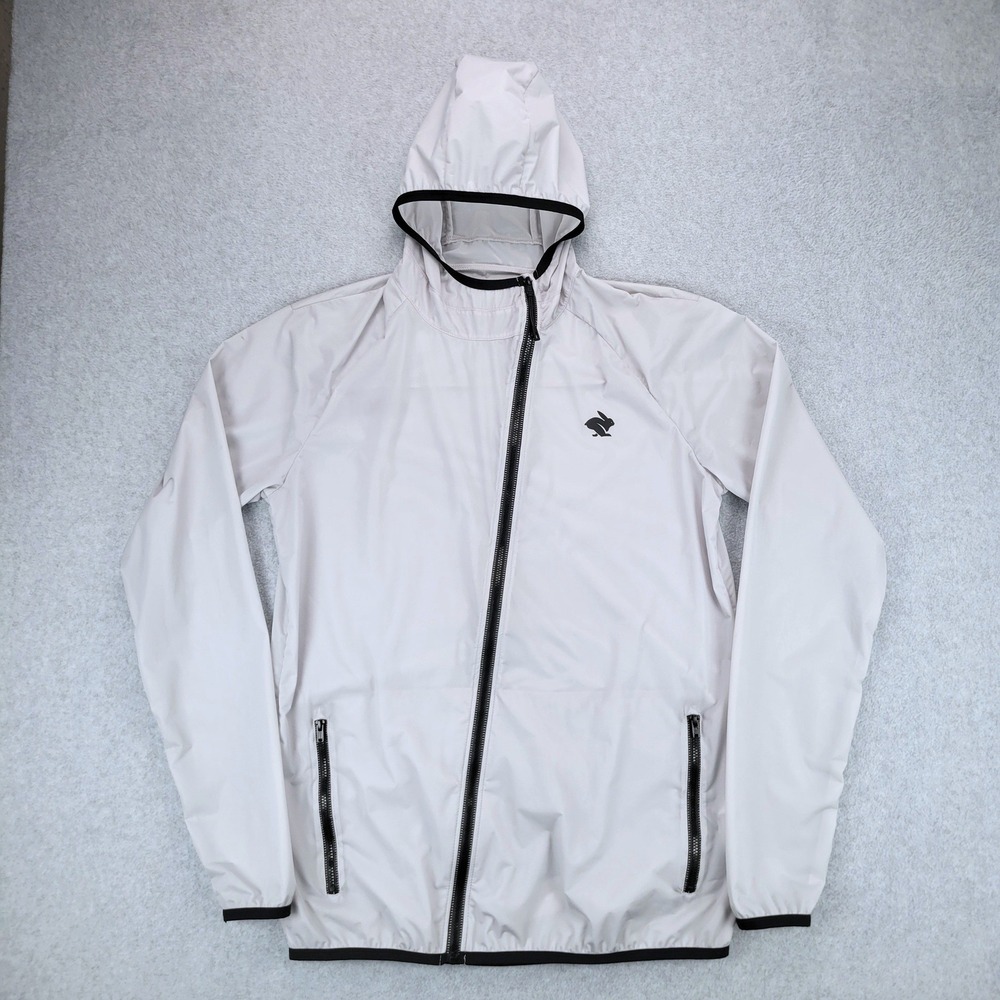 Rabbit Swish Jacket Womens Small Gray Hooded Full Zip Running Windbreaker RM167